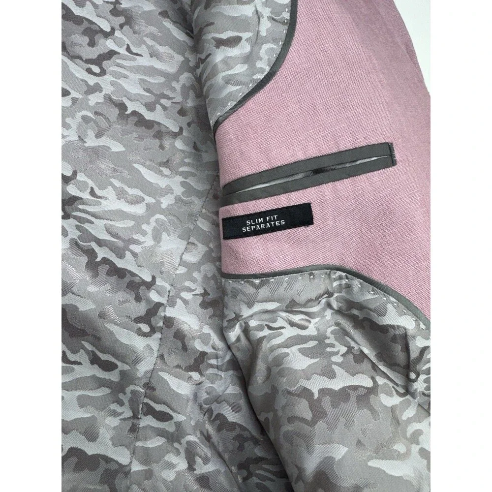 Joseph Abboud Men’s 2 Piece Pink 100% Linen Suit 48R 42x30 Summer Wedding Casual